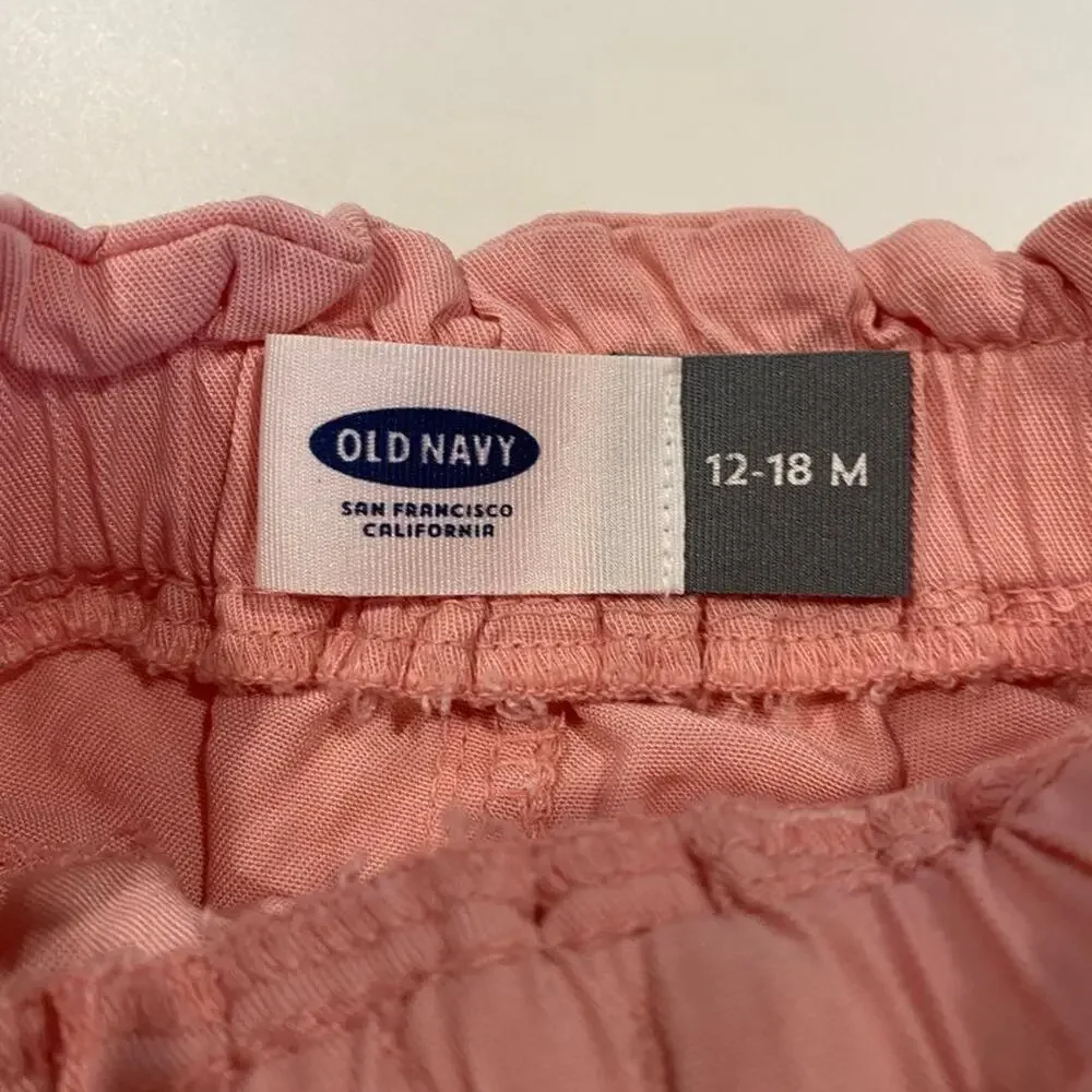 Old Navy Pink Shorts sz 12-18 m Pink Cotton Shorts Elastic Waist Shorts